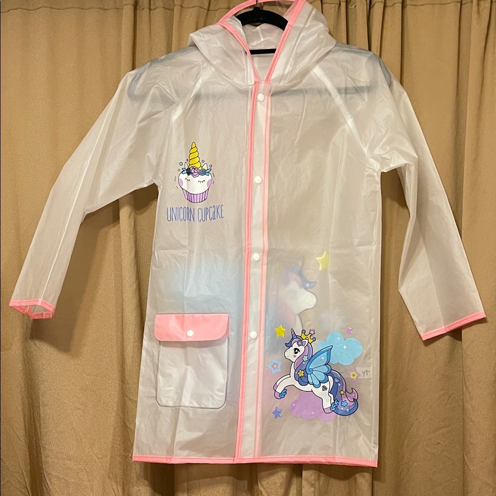 Unicorn Cupcake Raincoat with Pink Trim